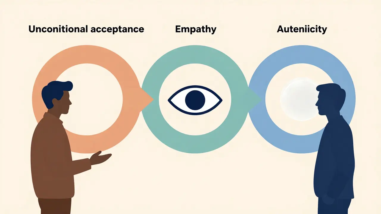 Tři prstence reprezentující důvěru, empatii a autentičnost