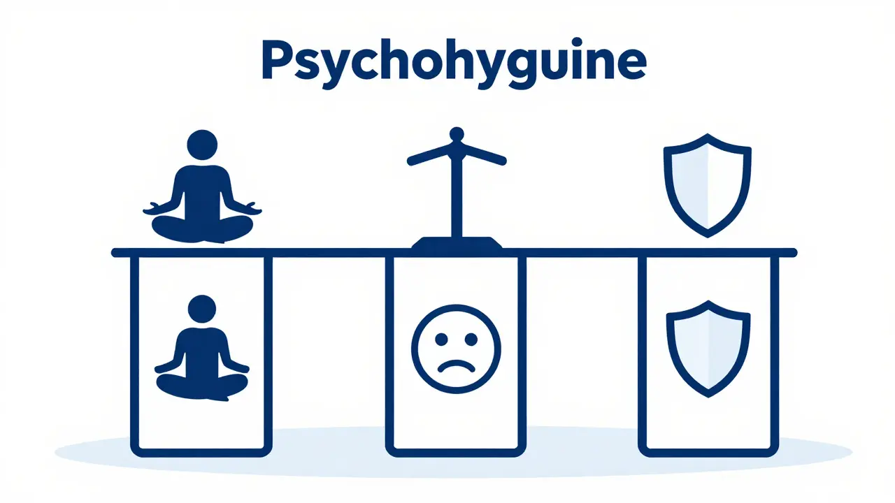 Tři pilíře psychohygieny: meditace, emoce a odolnost na váhách rovnováhy.