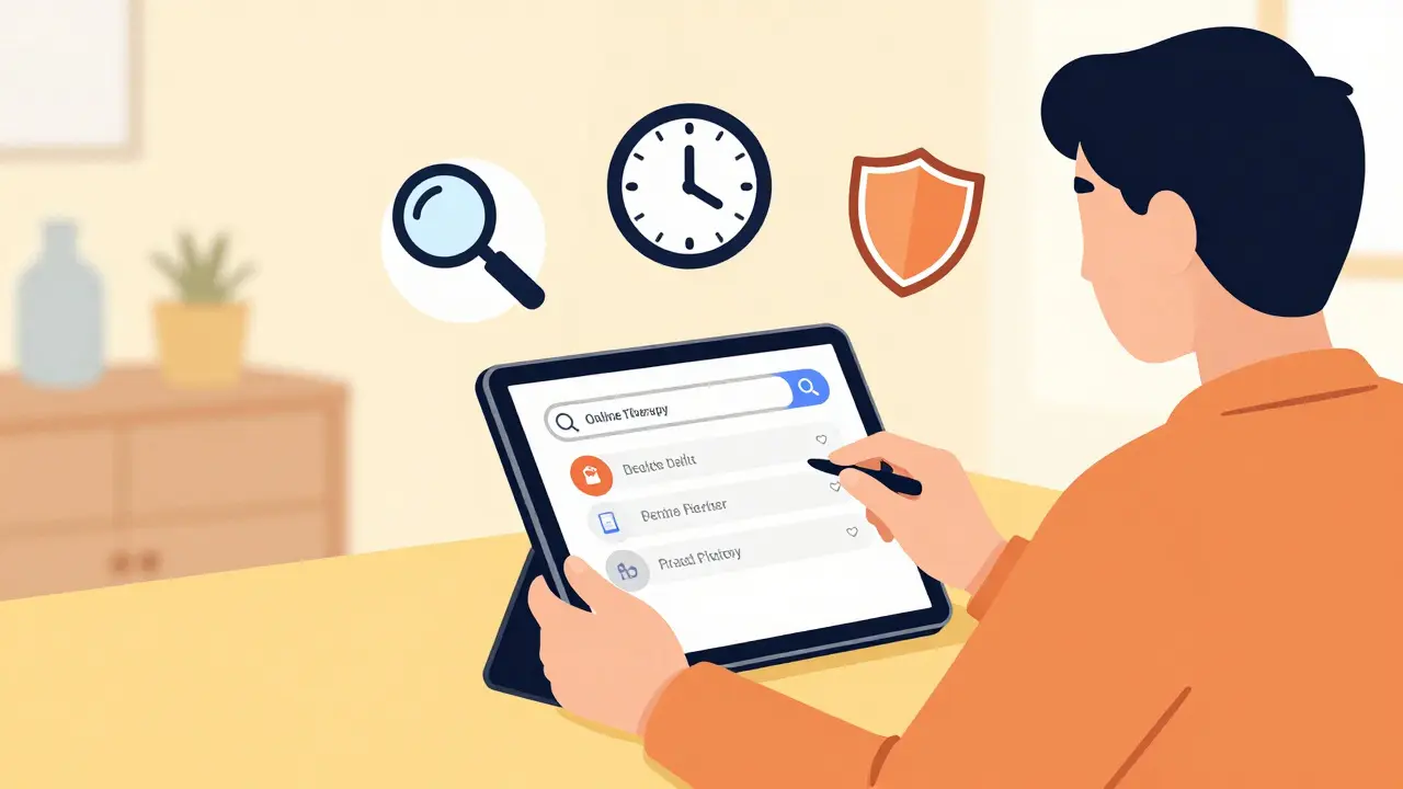 Hledání terapeuta online přes tablet v bezpečí domova