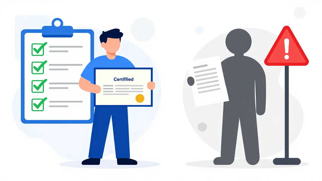 Rozdíl mezi ověřeným certifikátem a nejasnými údaji
