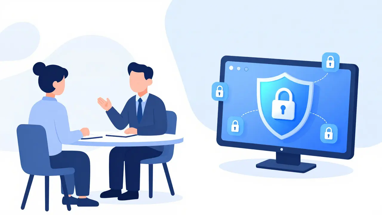 Supervize s anonymním klientem a zabezpečená online terapie se zámky.