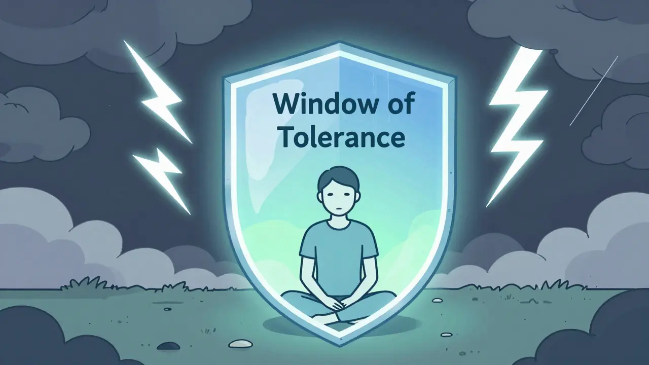 Ilustrace okna tolerance chránícího před emocemi