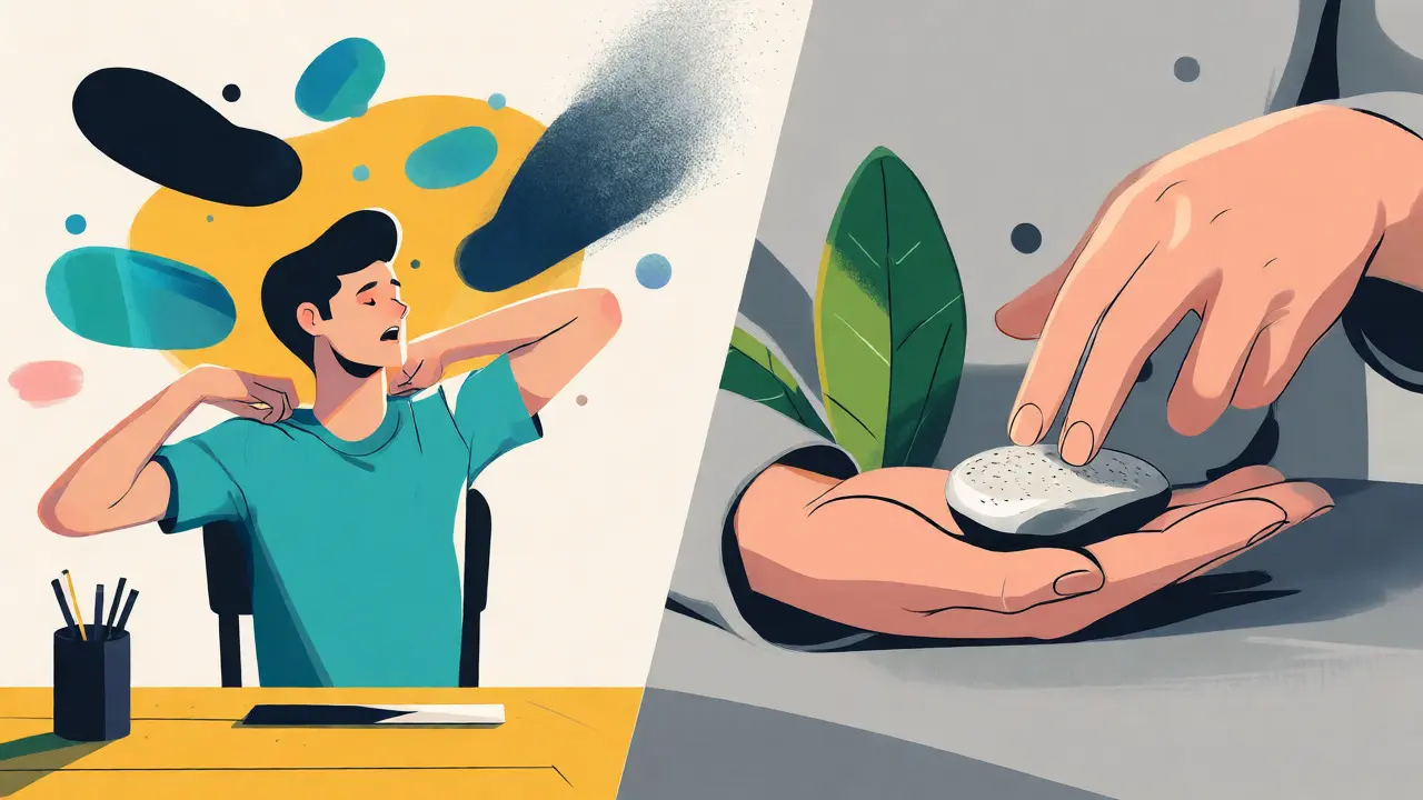 Ilustrace mikroodpočinku a smyslového ukotvení během dne