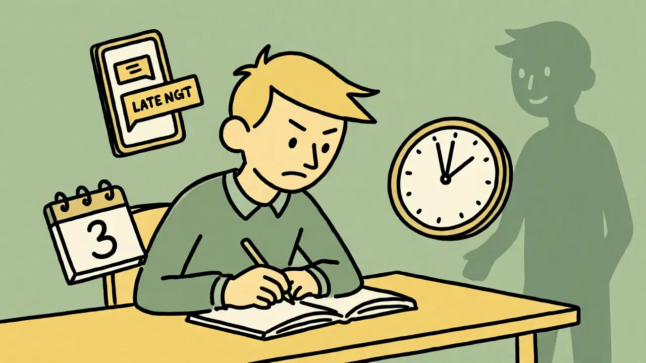 Postava zapisující důkazy o porušení hranic terapeuta v komiksovém stylu